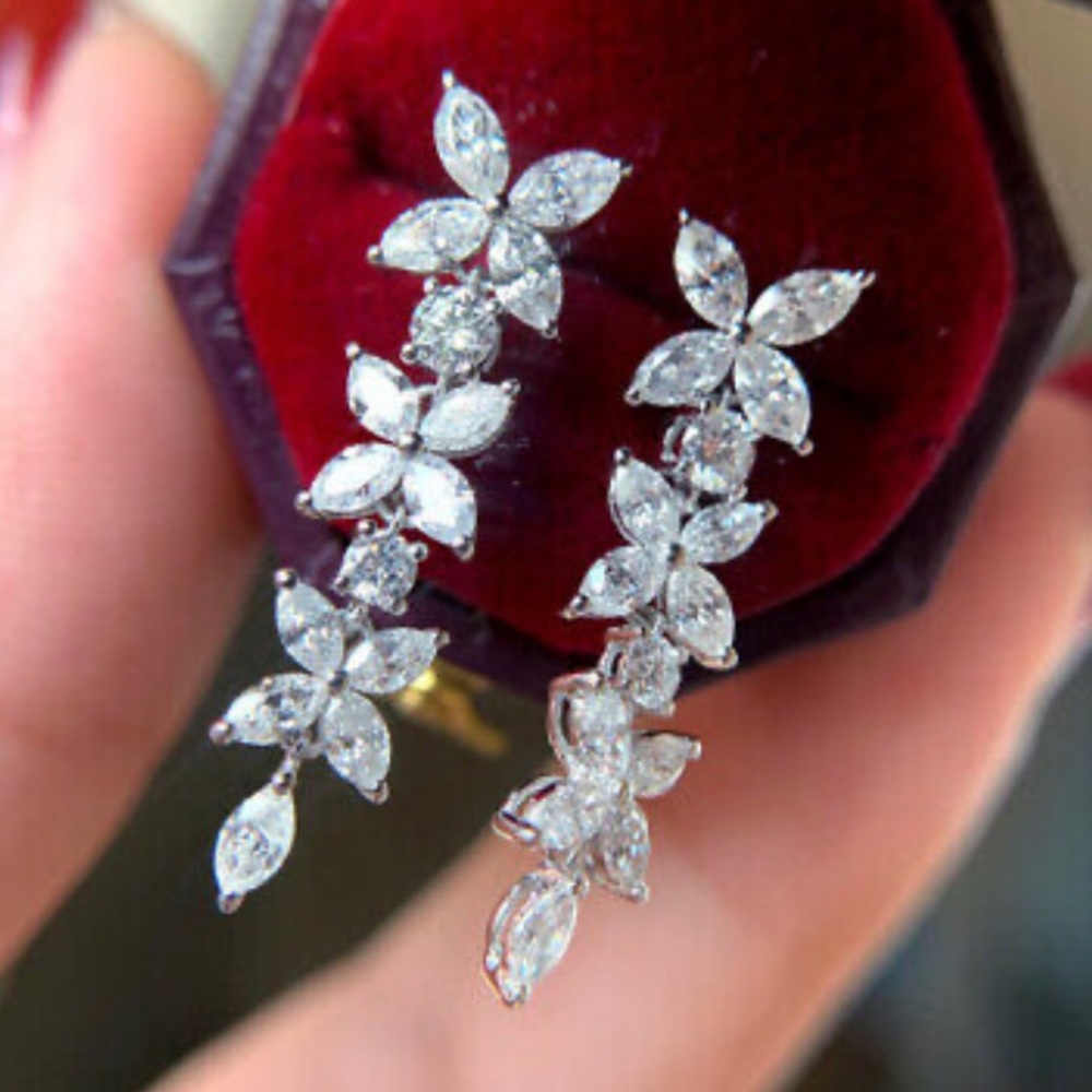 NEW Sterling silver diamond earrings